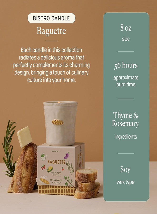 Paddywax Bistro Hand Painted Scented Candle in Ceramic Reusable Food-Safe Jar with Gift Box, Soy Candle with Approx. 56 Hour Burn Time, French Baguette, 8 oz - Image 3