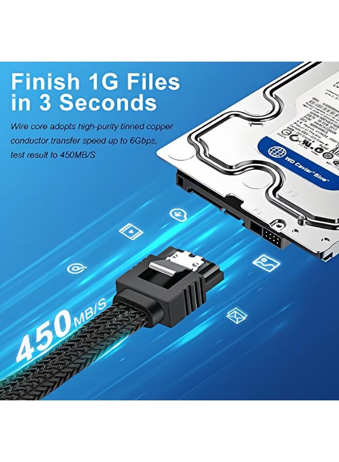 LAMAY 5PCS SATA III Cable, 6Gbps Straight HDD SDD Data Cable, SATA 3.0 Nylon Braided Cable with Locking Latch for SATA HDD, SSD CD Driver CD Writer 20Inch - Image 5