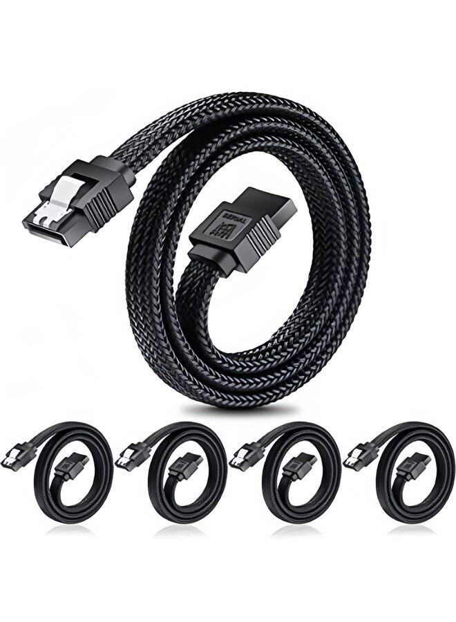 LAMAY 5PCS SATA III Cable, 6Gbps Straight HDD SDD Data Cable, SATA 3.0 Nylon Braided Cable with Locking Latch for SATA HDD, SSD CD Driver CD Writer 20Inch - Image 1