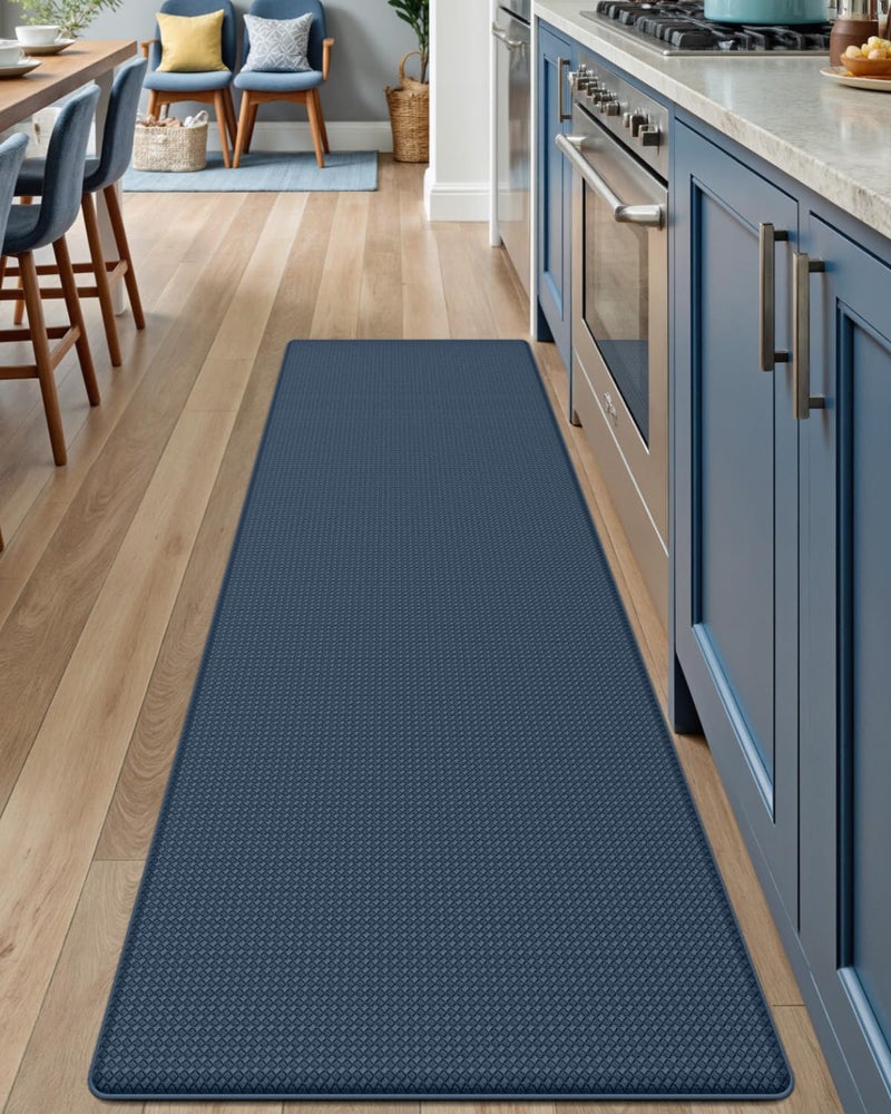 DEXI Kitchen Floor Mats Cushioned Anti Fatigue17x59 Standing Runner Rug Waterproof Comfort Memory Foam Padded for Front Sink Laundry Navy