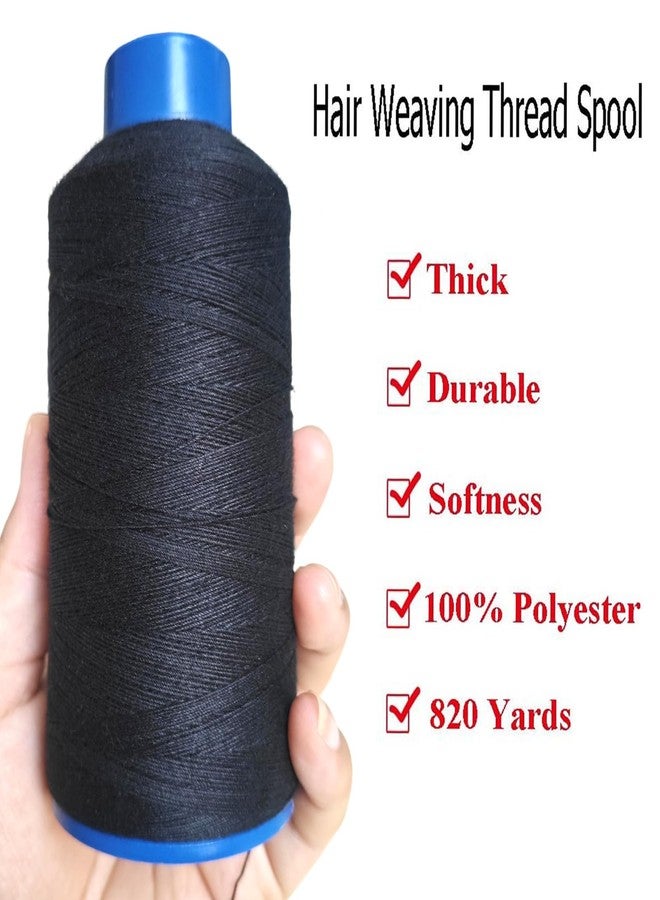 BLUPLE Professional Thick Weaving Thread 100% Polyester Black for Making Wig Sewing Hair Weft Hair Weave Extension (1pc Black Thread) - Image 4