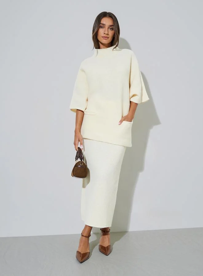 Oversized Knit Sweater and Midi Skirt Co-Ords