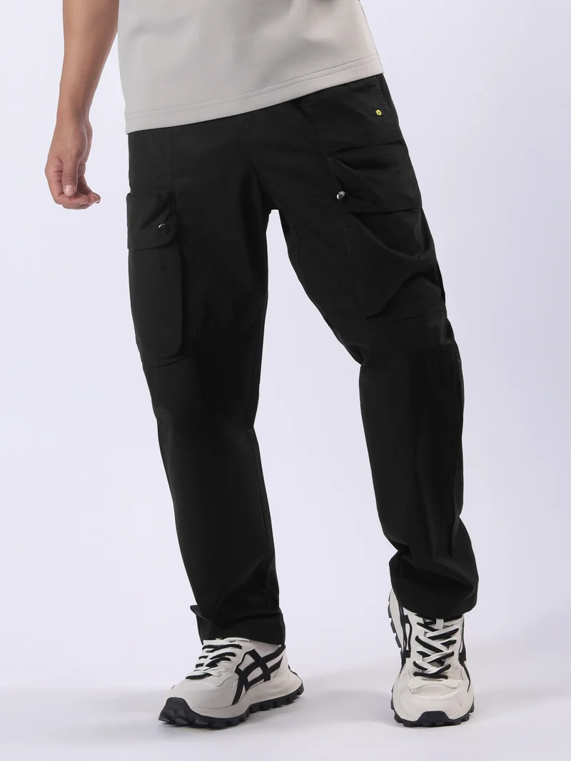 بيونغ بنطلون كارغو أسود برباط مطاطي