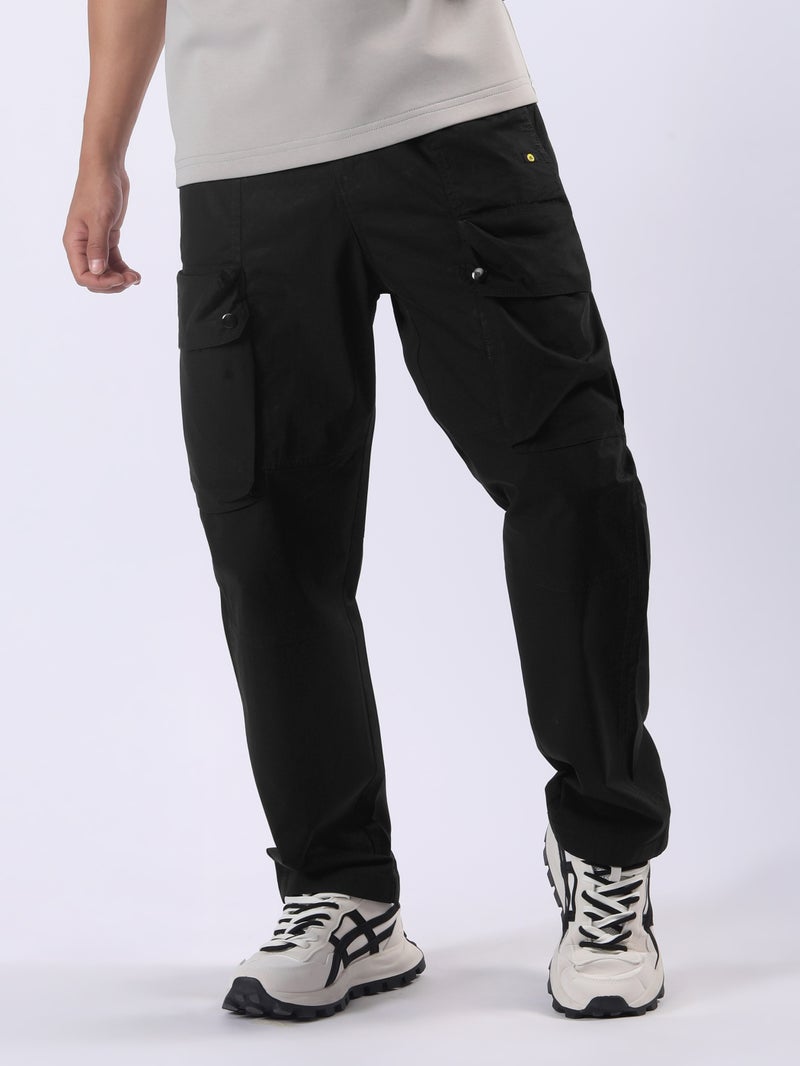 Beyoung Black Elasticated Drawcord Cargo Pants - Image 1