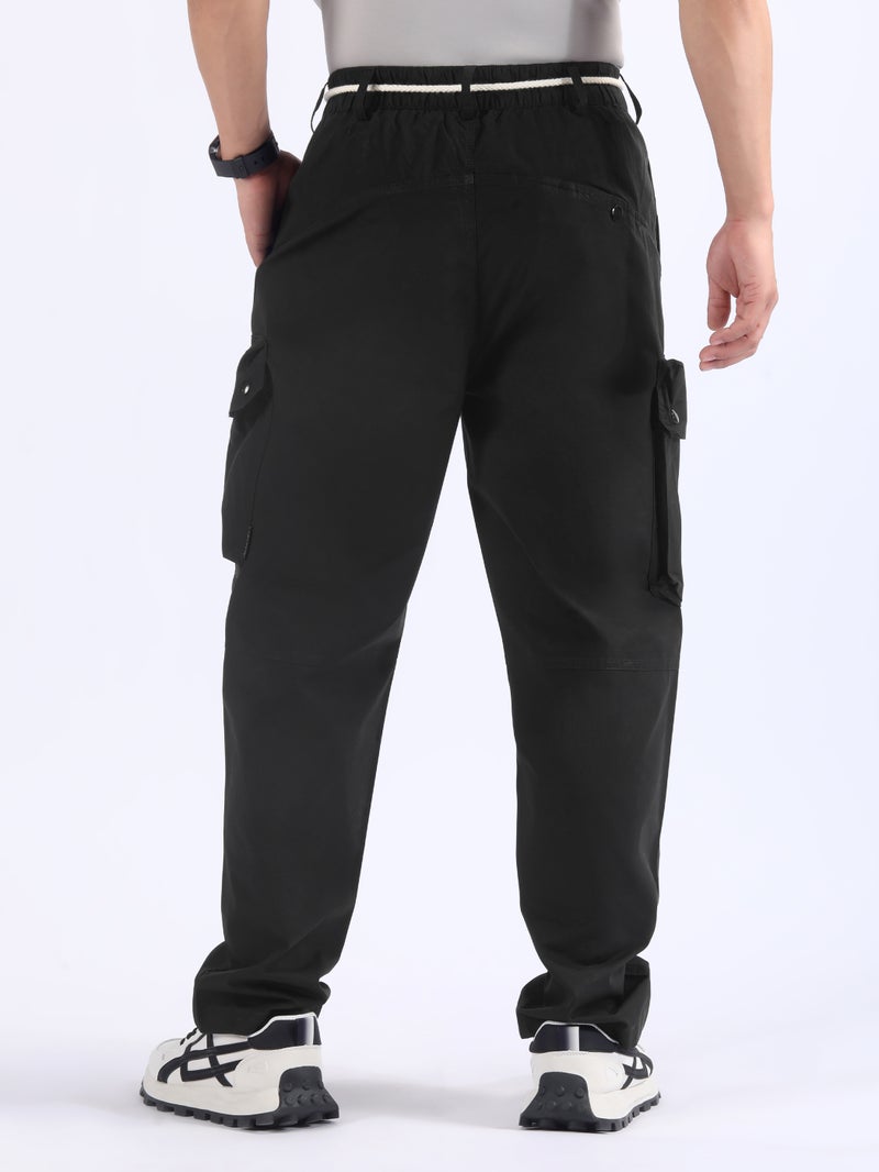 Beyoung Black Elasticated Drawcord Cargo Pants - Image 5