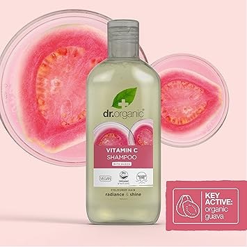 dr.organic Dr Organic Vitamin C with Organic Guava Shampoo Conditioner Set with Travel Bag Coloured Hair Natural Vegan CrueltyFree Paraben SLSFree Organic 265ml - Image 4