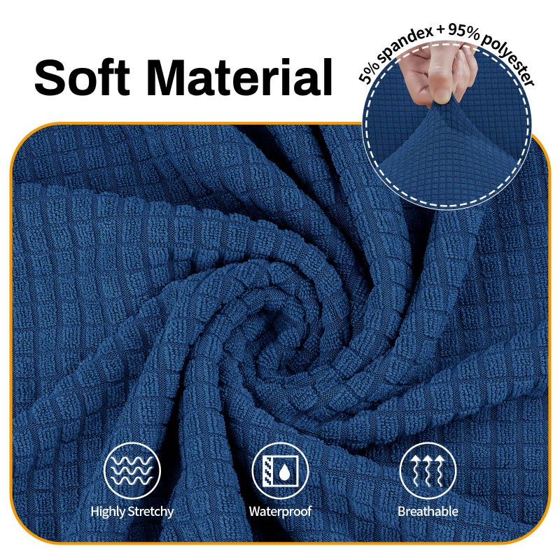 Asnomy Couch Covers for 3 Cushion Couch Stretch Sofa Covers Slipcovers, Pet Protector Furniture Covers for Dogs Cats Spandex Jacquard Fabric Small Checks ï¼ˆLargeï¼ŒClassic Blueï¼‰ - Image 3