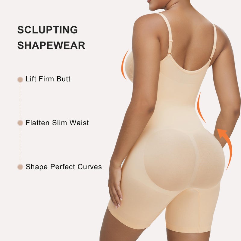 SHAPERX Shapewear Bodysuit for Women Tummy Control Seamless Zip-Up Body Shaper Waist Snatched Body Suit,SZ5862-Beige-XS - Image 2