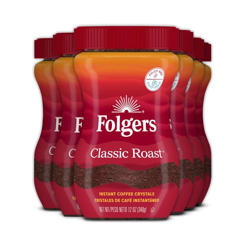 Folgers Classic Roast Instant Coffee 12 Oz Jar Pack of 6 - Image 3