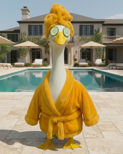 GigaCircle Lady Porch Goose Outfits with Spa-Themed, 23" Lawn Cement Goose Clothes for All Season, Patio Yard Garden Geese Decoration Gift for Mom Grandma - Image 2