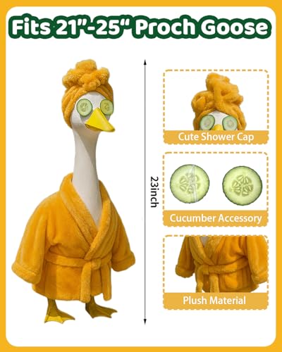 GigaCircle Lady Porch Goose Outfits with Spa-Themed, 23" Lawn Cement Goose Clothes for All Season, Patio Yard Garden Geese Decoration Gift for Mom Grandma - Image 4