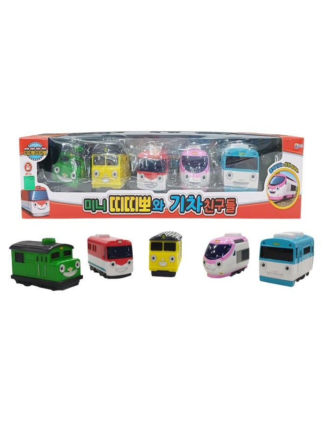 GIANANO 5 Color Mini Car Figures, No Battery Korean Animation Little Bus Friends, Ti.ti.po Figure Set of 5 - Image 1