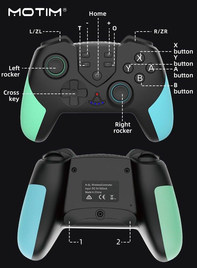 Dualshock Wireless Controller for Nintendo Switch Pro, 6-Axis Wake-up Function With Macro Programming for Switch Lite Switch, OLED Switch Remote Gamepad
