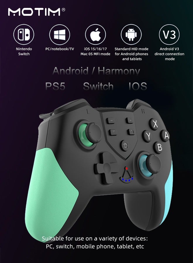 Dualshock Wireless Controller for Nintendo Switch Pro, 6-Axis Wake-up Function With Macro Programming for Switch Lite Switch, OLED Switch Remote Gamepad