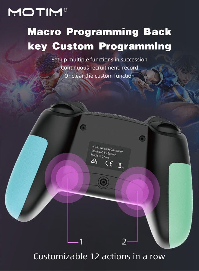 Dualshock Wireless Controller for Nintendo Switch Pro, 6-Axis Wake-up Function With Macro Programming for Switch Lite Switch, OLED Switch Remote Gamepad