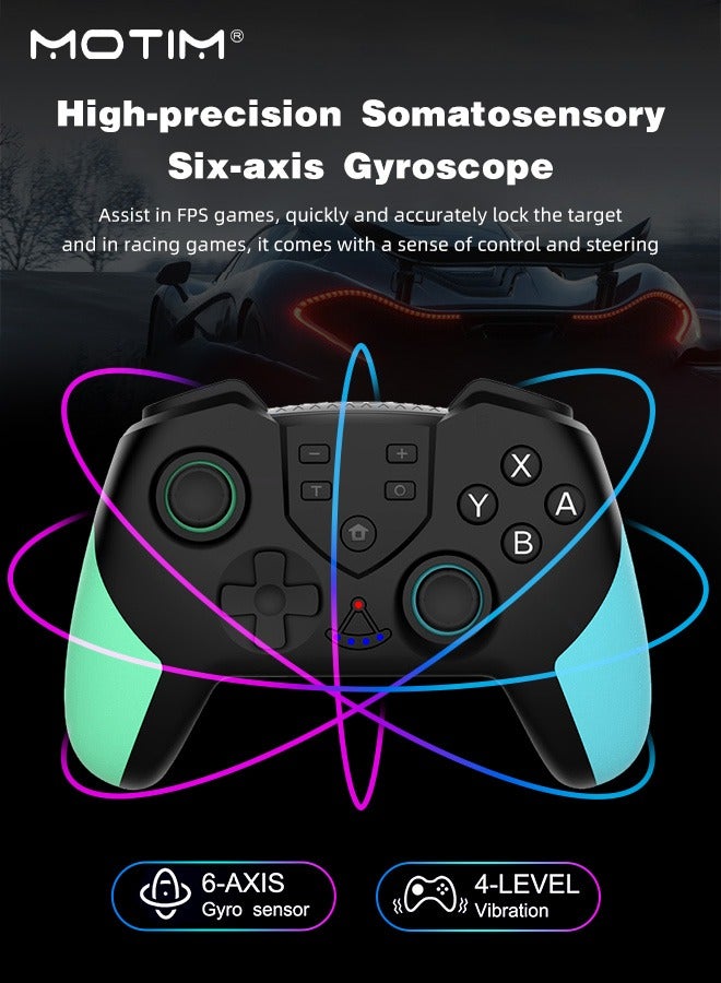 Dualshock Wireless Controller for Nintendo Switch Pro, 6-Axis Wake-up Function With Macro Programming for Switch Lite Switch, OLED Switch Remote Gamepad