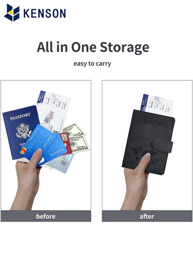 KENSON Passport Holder for Travel Essentials, Passport Wallet Cover Case for Travel Must Haves Accessories,Passport Book Holders for Women and Men Black - Image 5