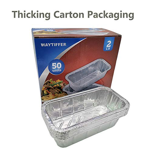 Waytiffer Loaf Pans [50 Pack] 2Lb Heavy Duty Disposable Aluminum Foil Premium Bread Tins Standard Size - 8.5" X 4.5" X 2.5" Perfect for Homemade Cakes & Breads - Image 4