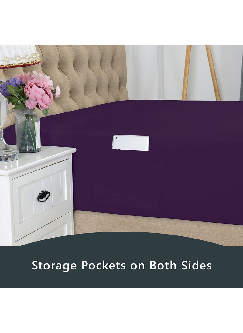 Elegant Comfort Elegant Comfort Premium Hotel Quality Extra Deep Pocket 18"" - 21"" Single Fitted Sheet for High Mattress  Luxury & Softest 1500 Thread Count Egyptian Quality Smart Pocket  King  Purple  - Image 4