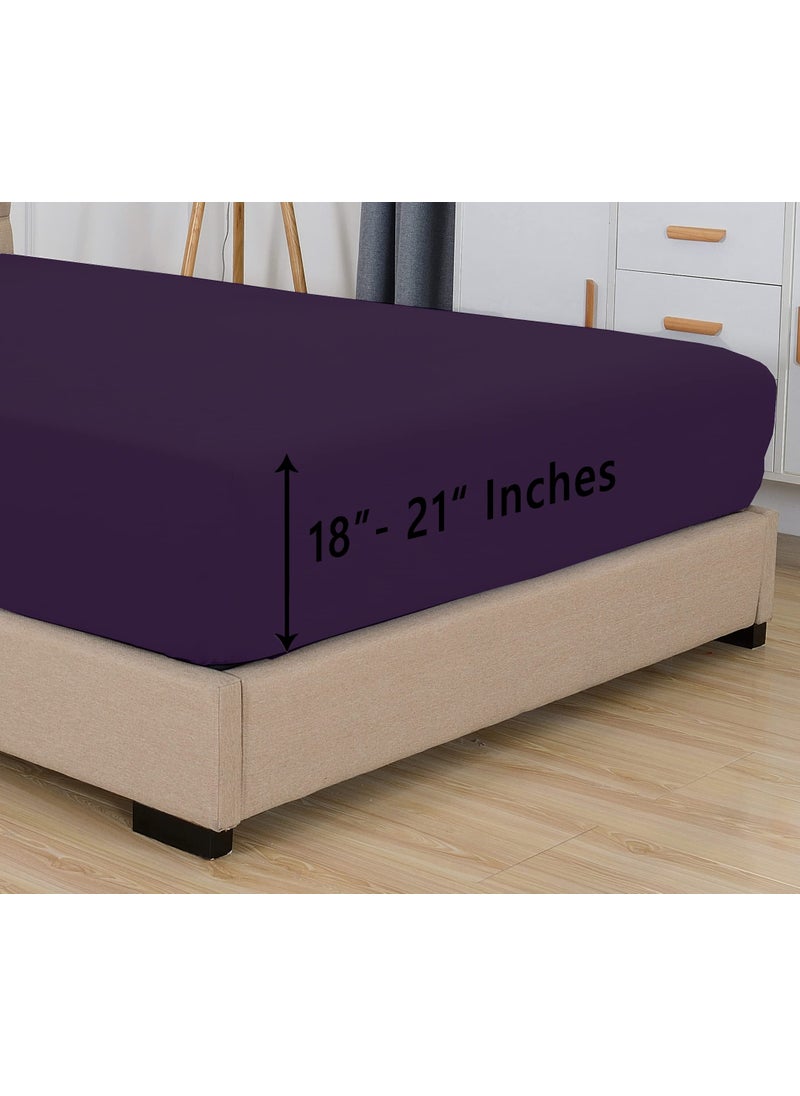 Elegant Comfort Elegant Comfort Premium Hotel Quality Extra Deep Pocket 18"" - 21"" Single Fitted Sheet for High Mattress  Luxury & Softest 1500 Thread Count Egyptian Quality Smart Pocket  King  Purple  - Image 3
