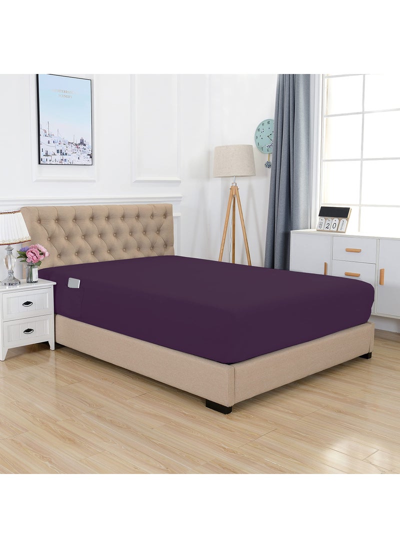 Elegant Comfort Elegant Comfort Premium Hotel Quality Extra Deep Pocket 18"" - 21"" Single Fitted Sheet for High Mattress  Luxury & Softest 1500 Thread Count Egyptian Quality Smart Pocket  King  Purple  - Image 1