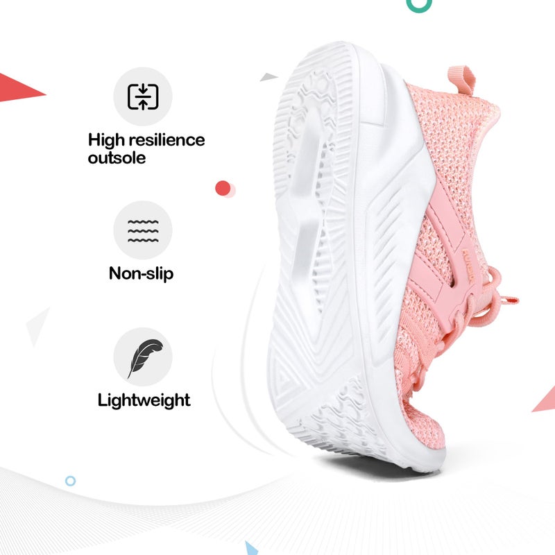 RUNSIDE Boys Girls Tennis Shoes Kids Lightweight Breathable Sneakers Lace-up Running Athletic Shoes for Toddler/Little Kid/Big Kid Pink - Image 4
