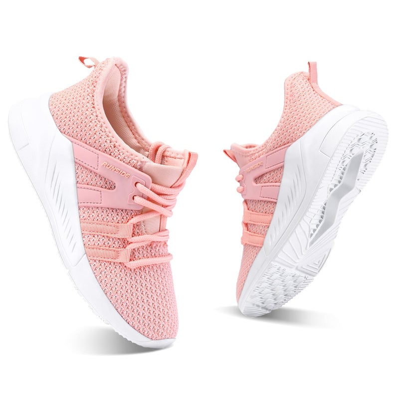 RUNSIDE Boys Girls Tennis Shoes Kids Lightweight Breathable Sneakers Lace-up Running Athletic Shoes for Toddler/Little Kid/Big Kid Pink - Image 3