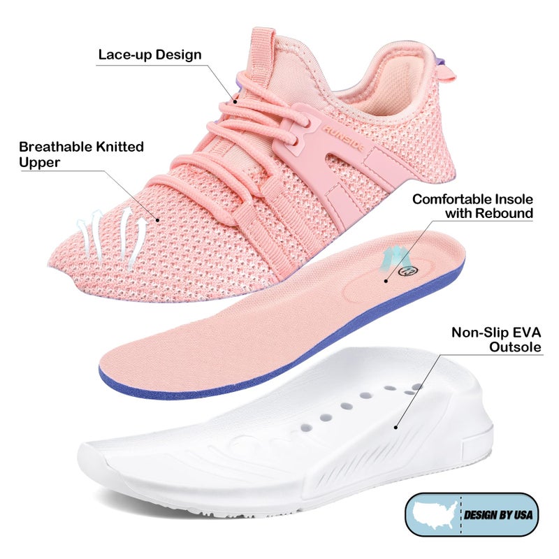 RUNSIDE Boys Girls Tennis Shoes Kids Lightweight Breathable Sneakers Lace-up Running Athletic Shoes for Toddler/Little Kid/Big Kid Pink - Image 5