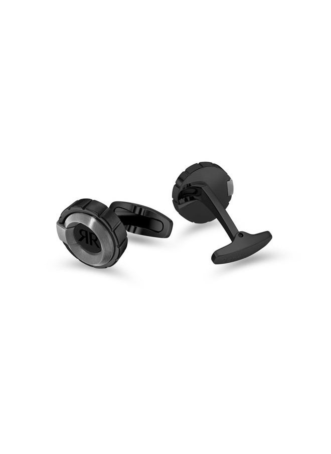 CERRUTI 1881 Rocco Black Stainless Steel Stylish Cufflinks for Men  - Image 3