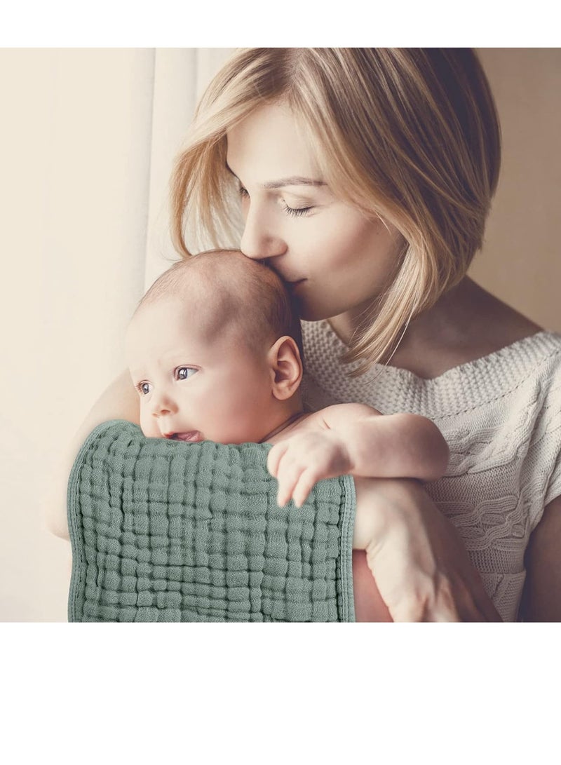 Gonice 100% Cotton Large 20''x10'' Extra Soft and Absorbent 6 Pack Baby Burping Cloth for Boys Girls (Dark Green) - Image 3