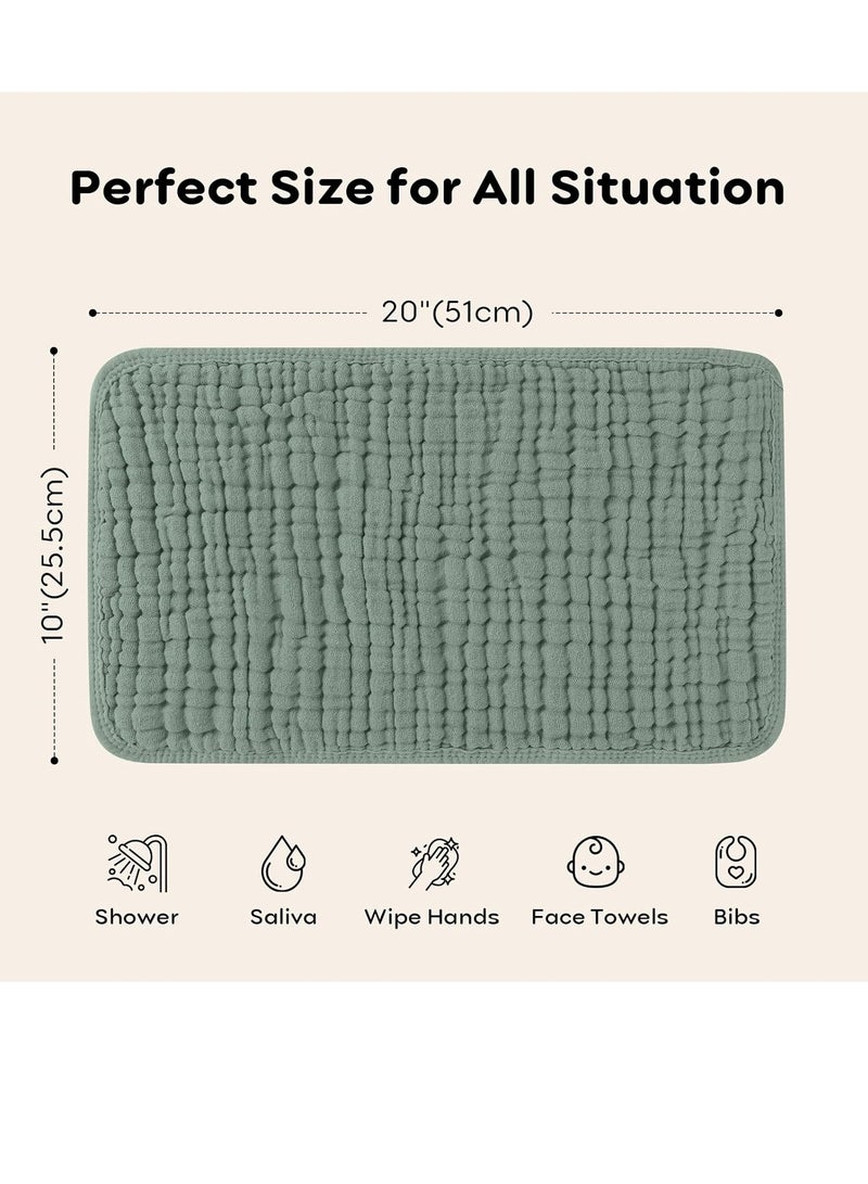 Gonice 100% Cotton Large 20''x10'' Extra Soft and Absorbent 6 Pack Baby Burping Cloth for Boys Girls (Dark Green) - Image 5