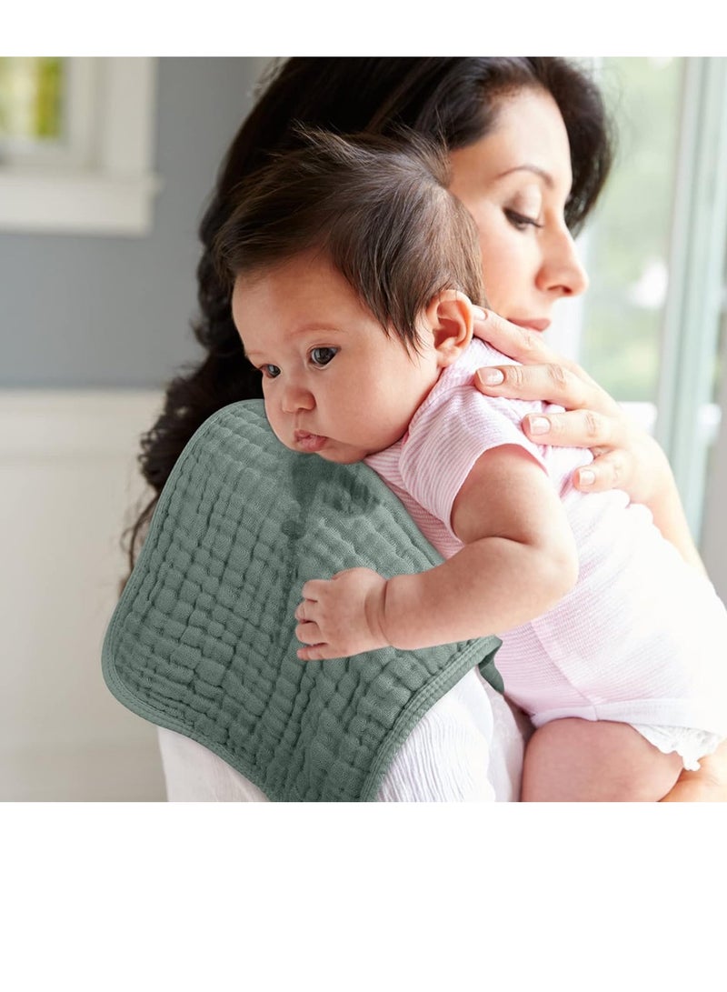 Gonice 100% Cotton Large 20''x10'' Extra Soft and Absorbent 6 Pack Baby Burping Cloth for Boys Girls (Dark Green) - Image 2