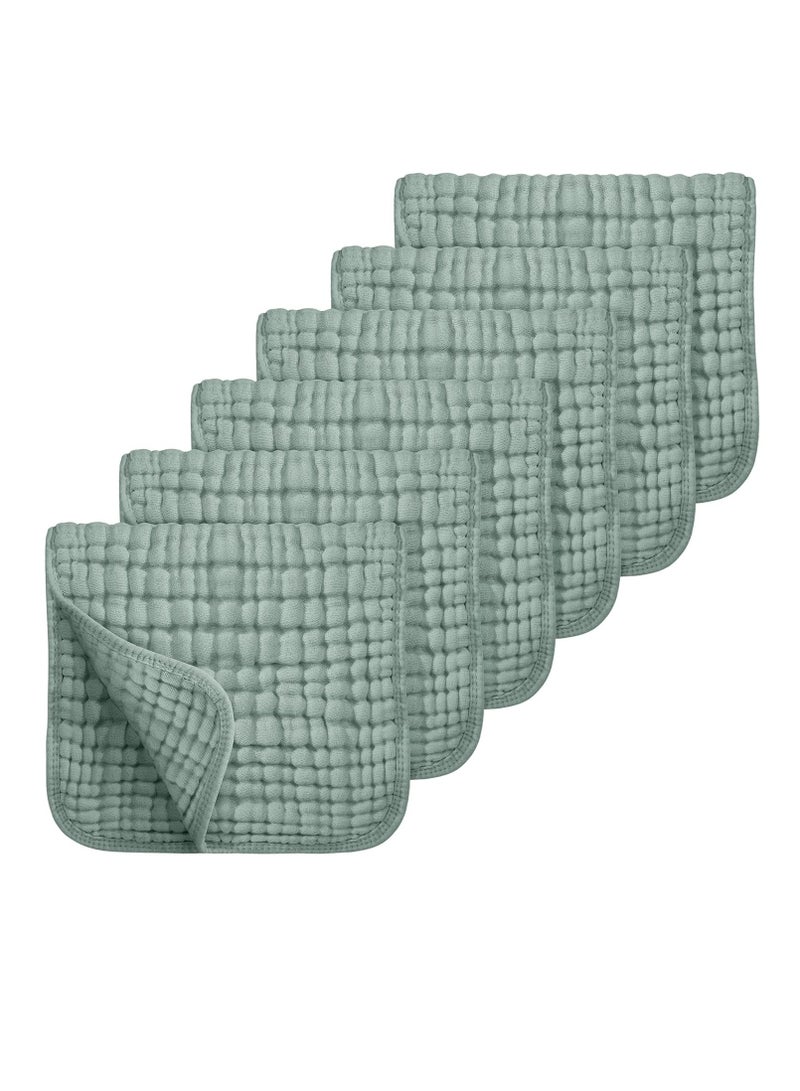 Gonice 100% Cotton Large 20''x10'' Extra Soft and Absorbent 6 Pack Baby Burping Cloth for Boys Girls (Dark Green) - Image 1
