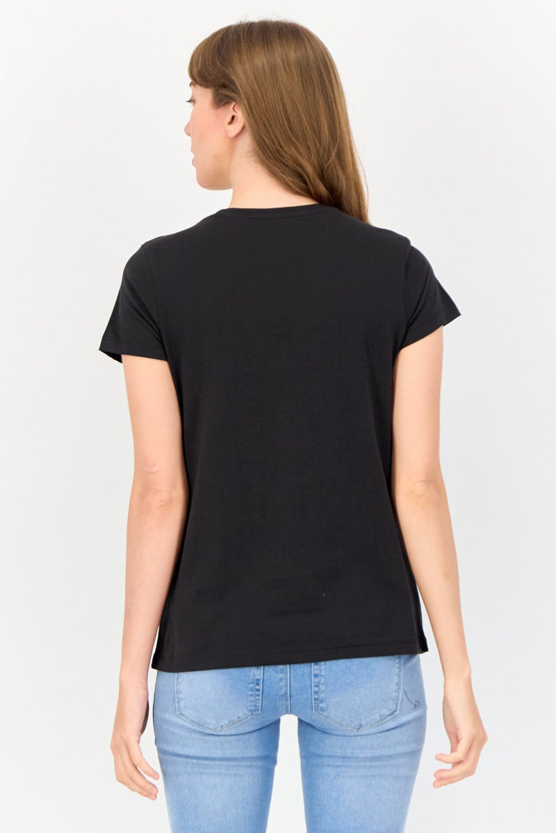 English Laundry Women 2 Pcs Round Neck Short Sleeves Solid T-Shirt Set, Black - Image 3