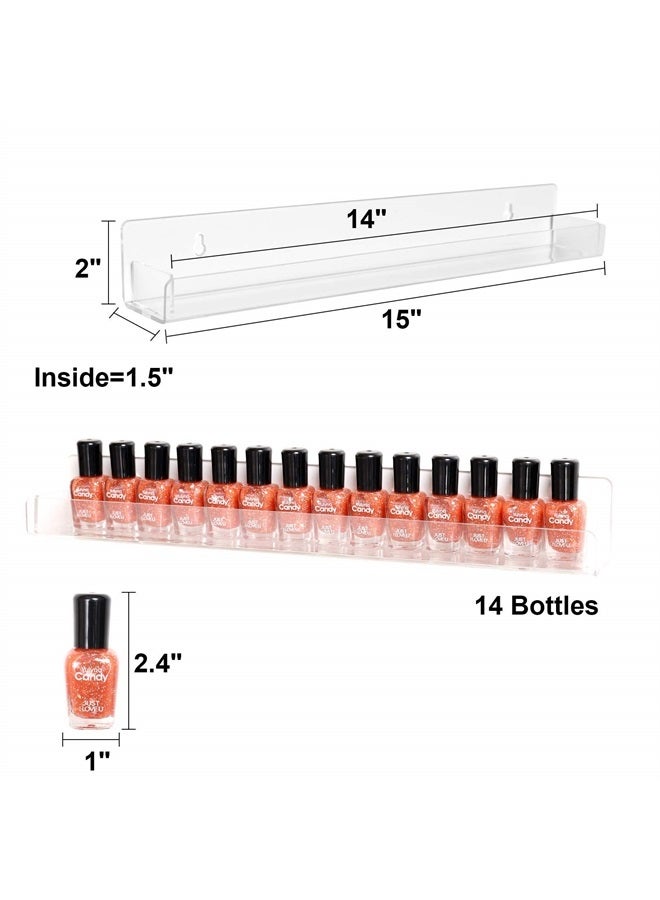 Clear Acrylic Nail Polish Holder Organizer Storage Racks For Wall 6 Pack Hanging Nail Polish Rack Shelf Floating Wall Mount Hold up to 96 Bottles