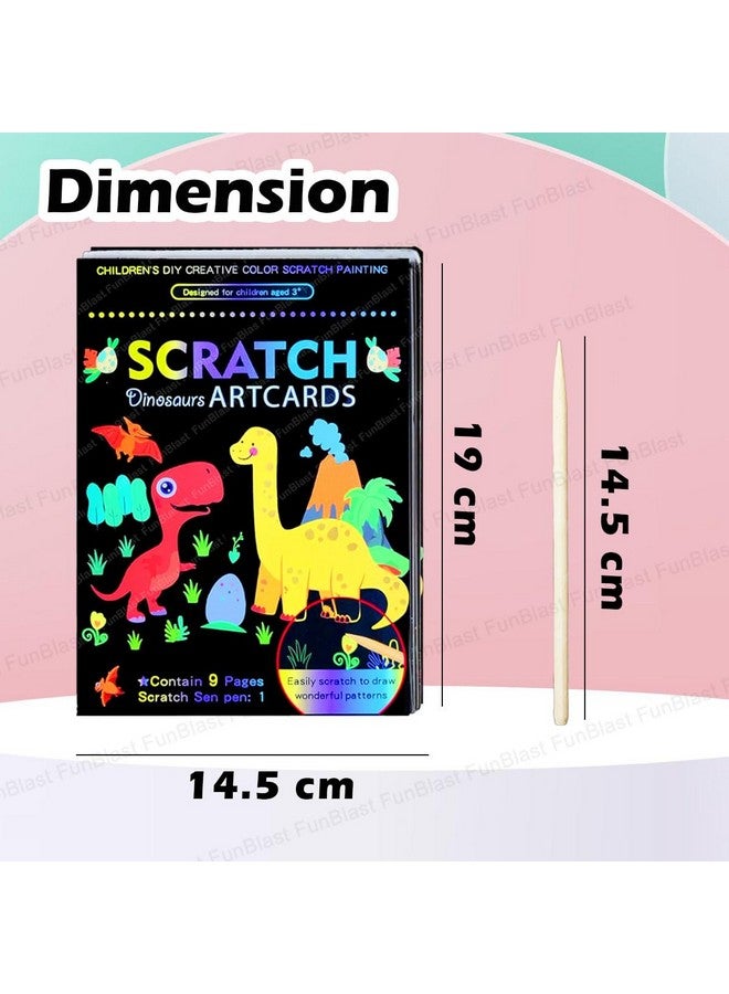 فنبلاست بطاقات فن بلاست للرسم بالخدش - بطاقات تلوين سحرية للرسم بالخدش، ورق رسم بالخدش مع قلم للرسم والتخطيط، ومجموعة أدوات فنية وحرفية للأطفال (ديناصور) - Image 2