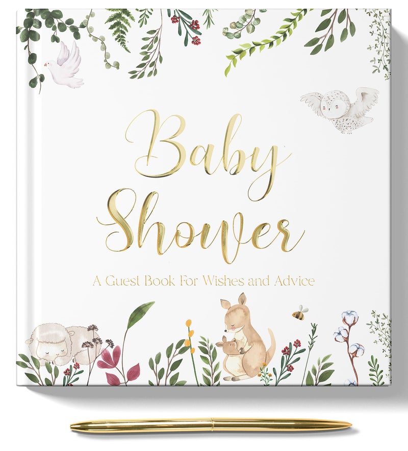 Lemon Sherbet Lemon Sherbet Baby Shower Guest Book - Baby Shower Sign in Guest Book - Gender Neutral - Includes Gold Pen and Please Sign Table Card  - Image 1