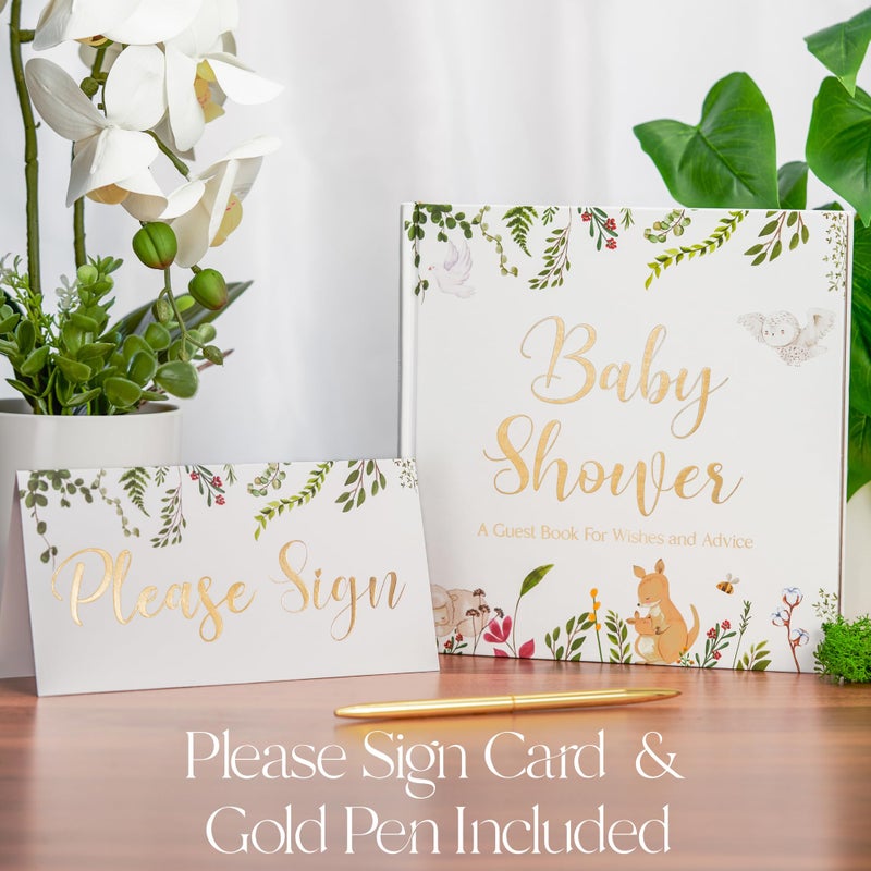 Lemon Sherbet Lemon Sherbet Baby Shower Guest Book - Baby Shower Sign in Guest Book - Gender Neutral - Includes Gold Pen and Please Sign Table Card  - Image 2
