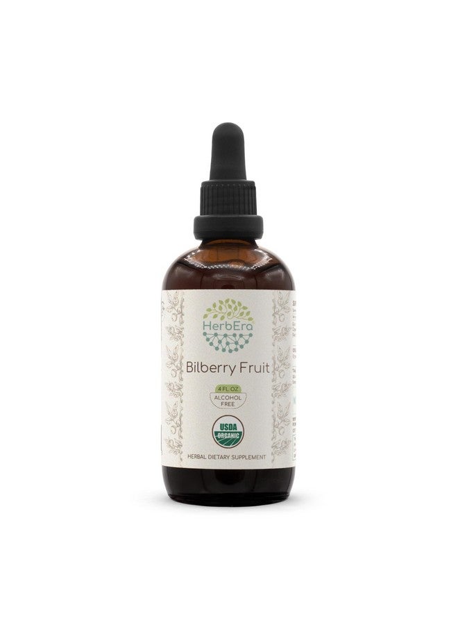 HerbEra Bilberry Fruit B120 USDA Organic Tincture | Alcohol-Free Extract, High-Potency Herbal Drops, Vision | Certified Organic Bilberry (Vaccinium Myrtillus) Dried Fruit (4 fl oz) - Image 1