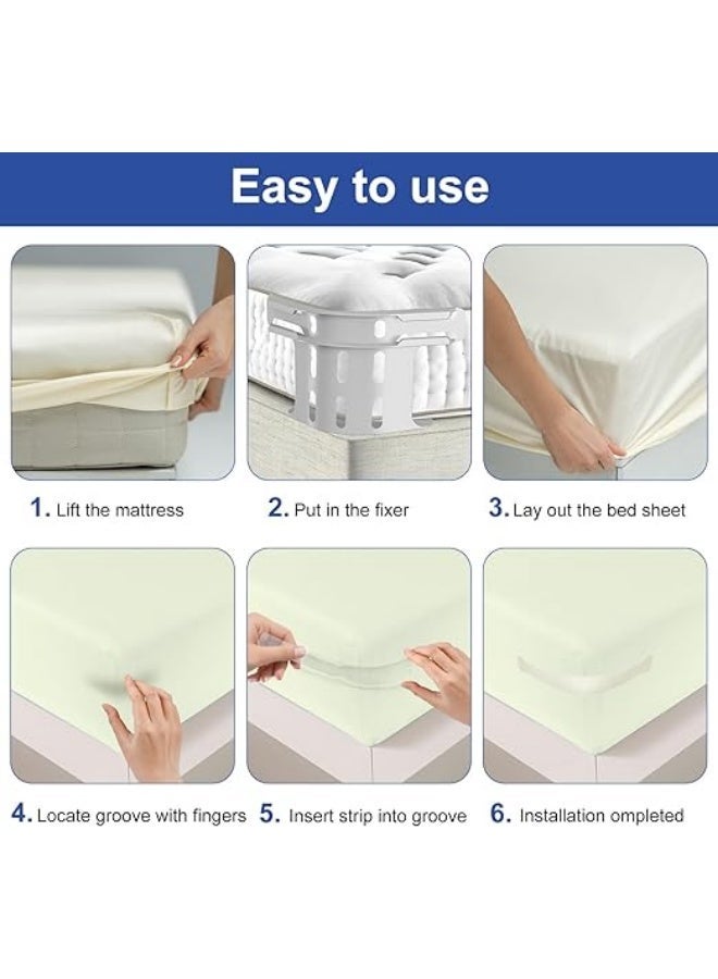 Bed Sheet Holders – Elastic Mattress Clips – 4 Pieces White Plastic – Easy Installation & Anti-Slip Design - Image 3