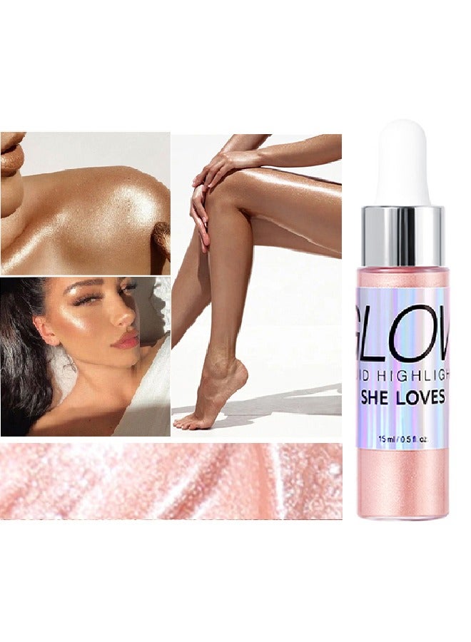 شيلافز كريستال السائل هايلايتر ماكياج الوجه هايلايتر برونزر ماكياج عصا ماكياج ، لمسة نهائية طبيعية لامعة ، خفيفة الوزن قابلة للمزج ناعم حريري كريم منور للوجه ، يمتزج تماما في كريم الأساس (02 مسحوق ساكورا) - Image 3