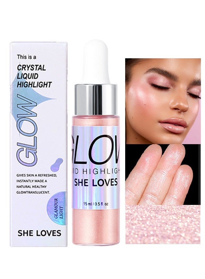 شيلافز كريستال السائل هايلايتر ماكياج الوجه هايلايتر برونزر ماكياج عصا ماكياج ، لمسة نهائية طبيعية لامعة ، خفيفة الوزن قابلة للمزج ناعم حريري كريم منور للوجه ، يمتزج تماما في كريم الأساس (02 مسحوق ساكورا) - Image 1