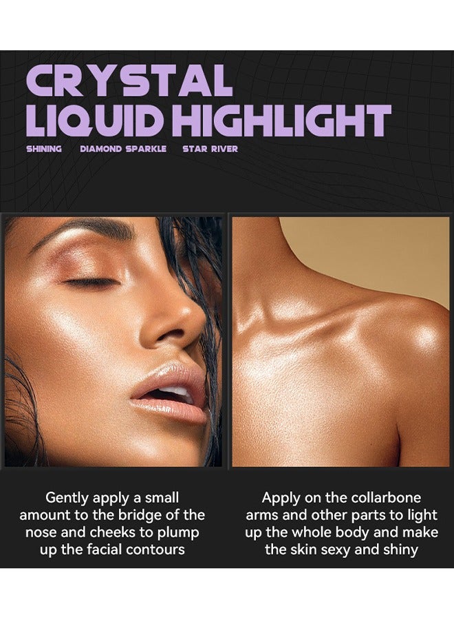 شيلافز كريستال السائل هايلايتر ماكياج الوجه هايلايتر برونزر ماكياج عصا ماكياج ، لمسة نهائية طبيعية لامعة ، خفيفة الوزن قابلة للمزج ناعم حريري كريم منور للوجه ، يمتزج تماما في كريم الأساس (02 مسحوق ساكورا) - Image 4