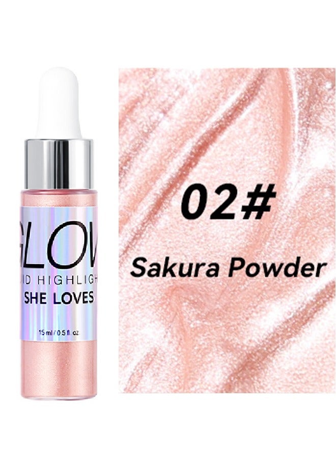 شيلافز كريستال السائل هايلايتر ماكياج الوجه هايلايتر برونزر ماكياج عصا ماكياج ، لمسة نهائية طبيعية لامعة ، خفيفة الوزن قابلة للمزج ناعم حريري كريم منور للوجه ، يمتزج تماما في كريم الأساس (02 مسحوق ساكورا) - Image 2