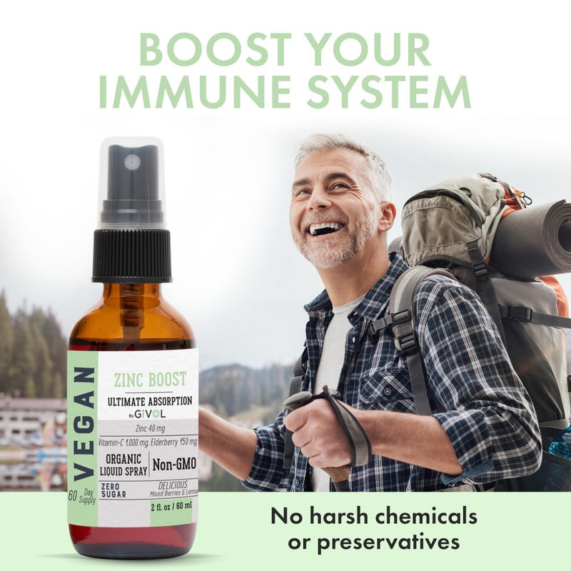 GIVOL Organic ZINC Boost Mist 100 g (Extra Strength) - Sugar Free with VIT C and Elderberry Extract - Vegan Liquid Spray for Kids and Adults - Easy Absorption - Non-GMO - (60 ml) 60 Days Supply - Image 5