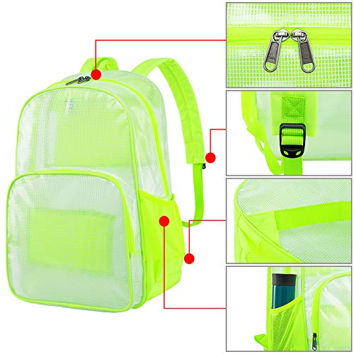 mygreen Heavy Duty Clear Backpack Durable Multi-Pockets See Through Student School Bookbag Waterproof Transparent Beach Girls Travel Bag (Red, Large) - Image 5