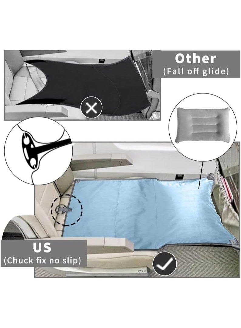 XiuWoo 2 in 1 Multifunction Portable Large Inflatable Toddler Travel Bed, Toddler Plane Bed, Inflatable Bed, Airplane Seat Extender with Pillow, Travel Bag, Fixing Belt, Two Mesh Storage - Image 4