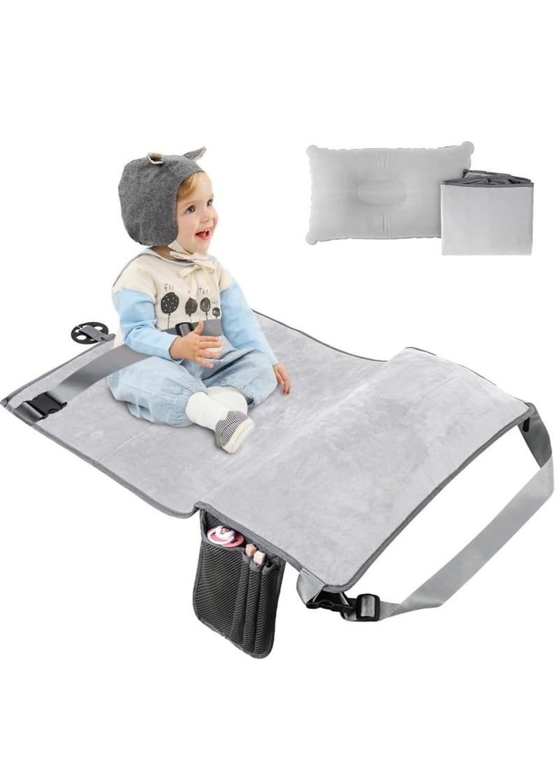 XiuWoo 2 in 1 Multifunction Portable Large Inflatable Toddler Travel Bed, Toddler Plane Bed, Inflatable Bed, Airplane Seat Extender with Pillow, Travel Bag, Fixing Belt, Two Mesh Storage - Image 1