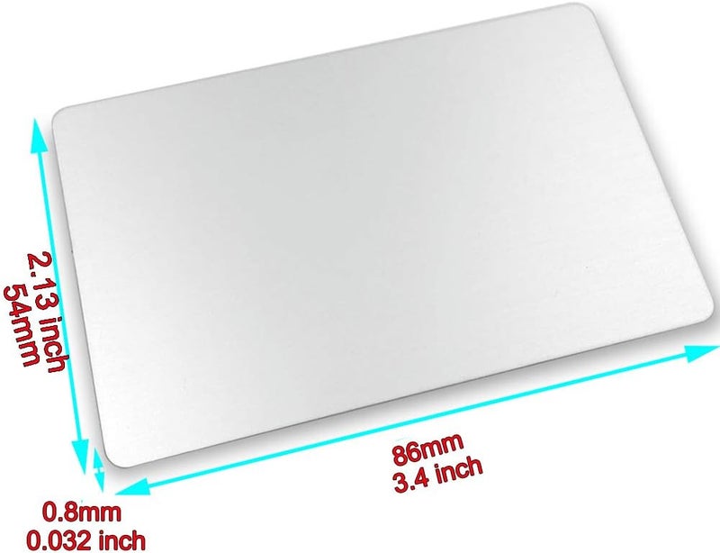ebamaz Metal Business Cards Anodized Aluminum Plaque Plate 86X54X0.8mm (Silver,Blank,10PCS) - Image 2
