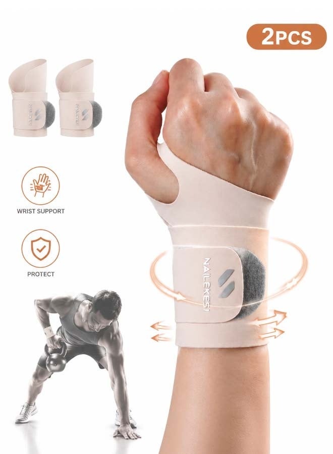 NAILEKESI Wrist Support Brace 2-Pack, Adjustable Compression Wrist Wrap with Thumb Loop, Breathable Support for Sports, Work & Pain Relief		【دعم مخصص للمعصم】يوفر واقي المعصم لدينا ضغطاً قابلاً للتعديل لتثبيت المعصم وتقليل الانزعاج أثناء العمل، التمارين الرياضية، والأنشطة اليومية.	【تصميم آمن بحلقة للإبهام】يحافظ حلقة الإبهام المدمجة في واقي المعصم لدينا على ثبات الدعامة في مكانها، مما يمنع انزلاقها ويحسن الراحة ومحاذاة المعصم.	【قابلة للتنفس ومريحة】صُنعت أربطة المعصم لدينا من نسيج خفيف الوزن وسريع الامتصاص (طارد للرطوبة)، مما يساعد على الحفاظ على برودة معصميك وجفافهما وراحتهما طوال اليوم.	【مقاس قابل للتعديل】يوفر قفل الفيلكرو (الشريط اللاصق) القوي ضغطاً مخصصاً لتحقيق دعم مثالي، مع مقاس مريح يناسب كلا المعصمين الأيمن والأيسر.	【مثالي للرياضة والتعافي】تُعد أربطة حماية المعصم لدينا مثالية لتمارين الصالة الرياضية، واللياقة البدنية، والتنس، وكرة السلة، والكتابة على لوحة المفاتيح، وألعاب الفيديو، بالإضافة إلى حالات متلازمة النفق الرسغي، والتهاب الأوتار، والتهاب المفاصل، والتعافي من الإصابات. - Image 1
